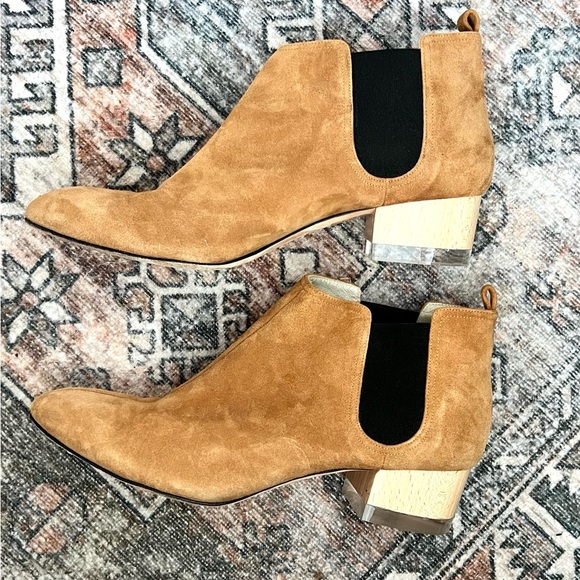 Dear Frances suede booties lucite heel - Picture 3 of 11